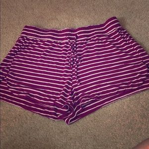 Raspberry Pink Striped Knit Shorts - Size Medium